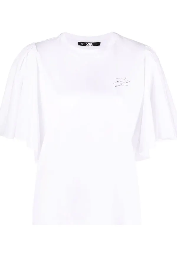 Karl Lagerfeld t-shirt med volangärm - Vit
