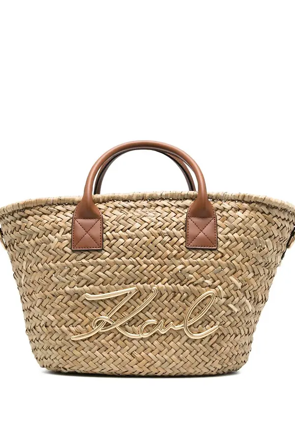 Karl Lagerfeld totebag med läderhandtag - Neutral
