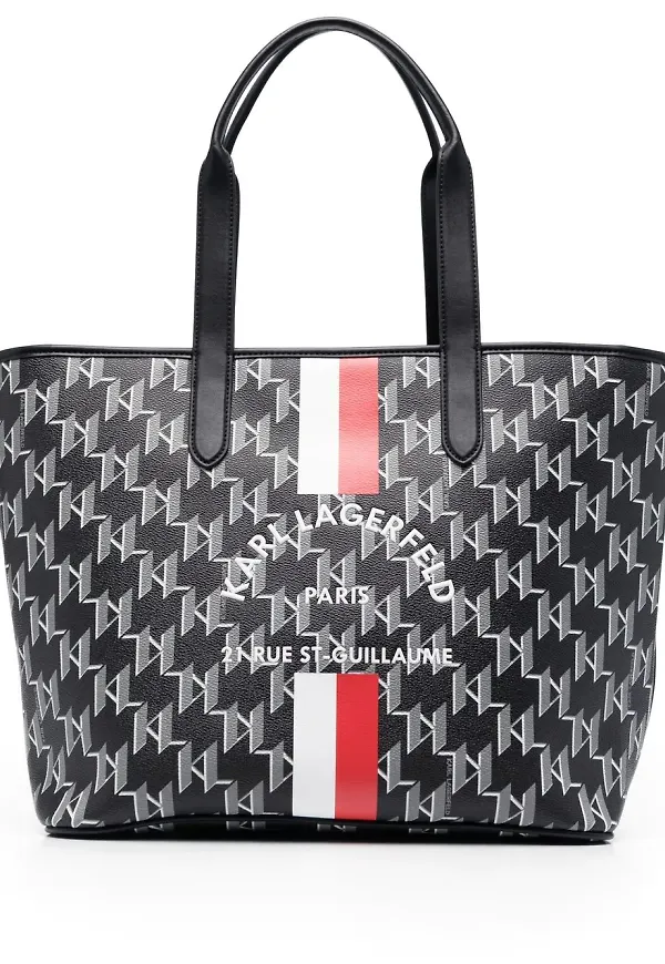 Karl Lagerfeld totebag med monogram och logotyp - Svart