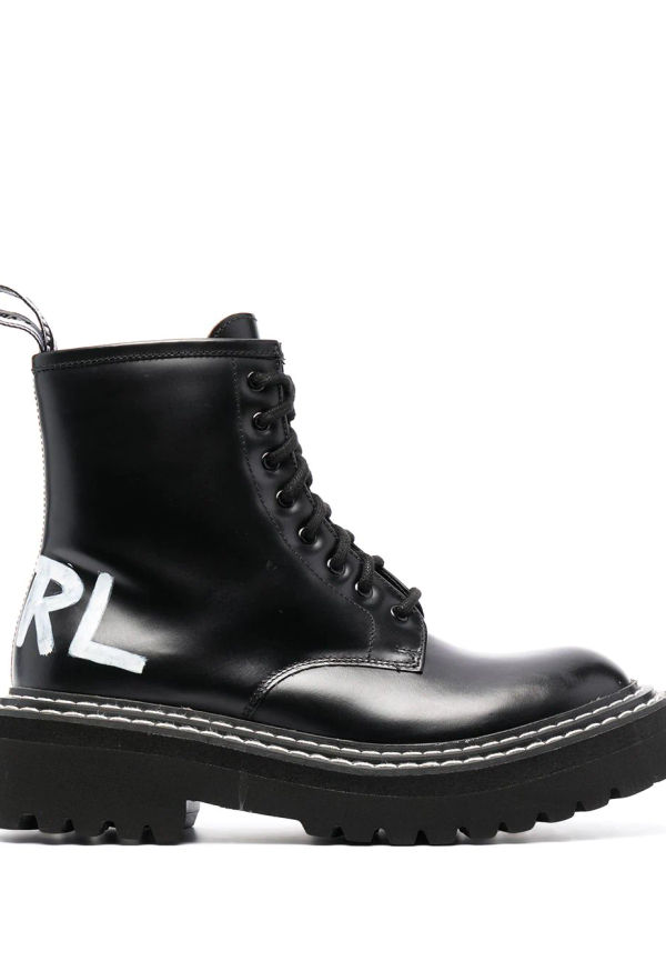 Karl Lagerfeld Troupe militärkängor med logotyp - Svart