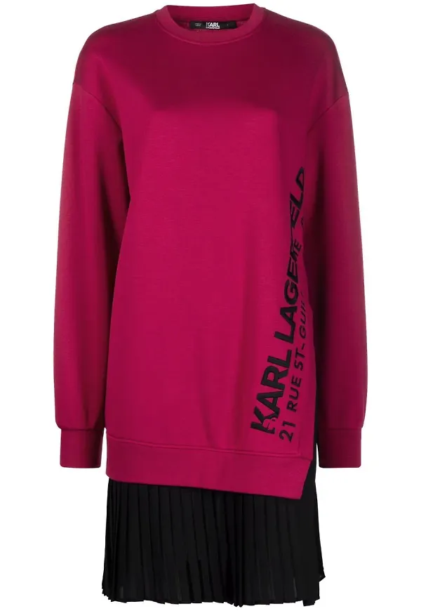 Karl Lagerfeld tröjklänning med broderad logotyp - Rosa