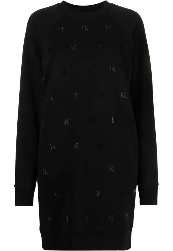 Karl Lagerfeld tröjklänning med monogram - Svart