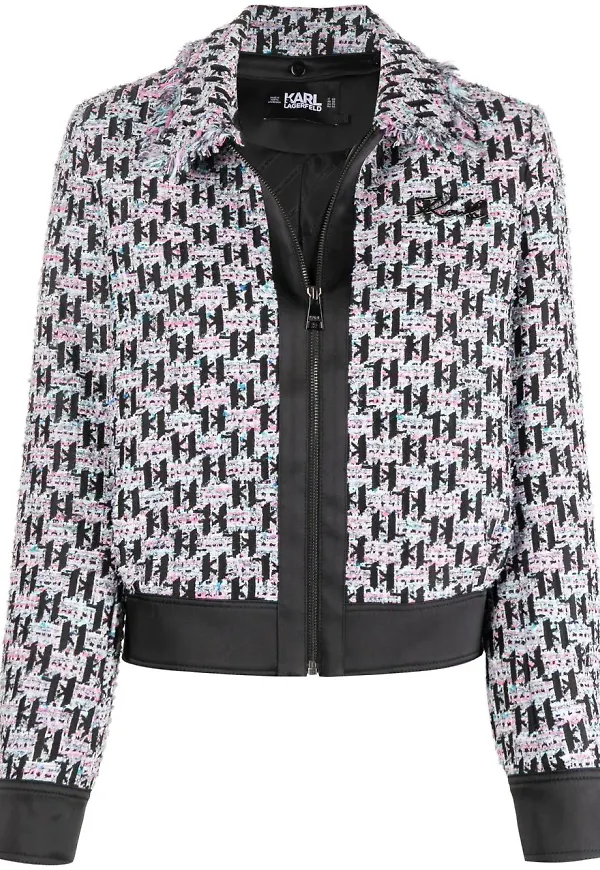 Karl Lagerfeld tweedjacka med monogram - Rosa