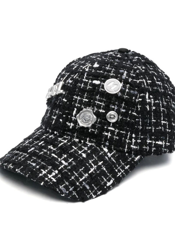 Karl Lagerfeld tweedkeps med logotypmärke - Svart