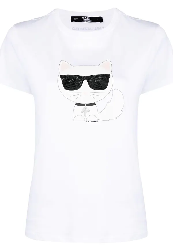Karl Lagerfeld utsmyckad t-shirt - Vit