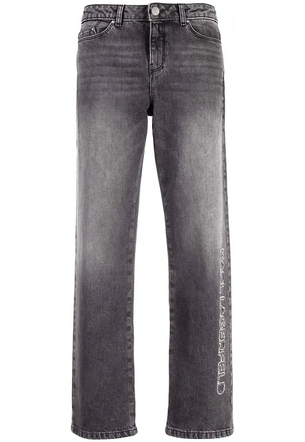 Karl Lagerfeld utsmyckade straight-jeans - Grå
