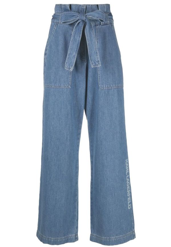 Karl Lagerfeld wide leg-jeans med paperbag-midja - Blå