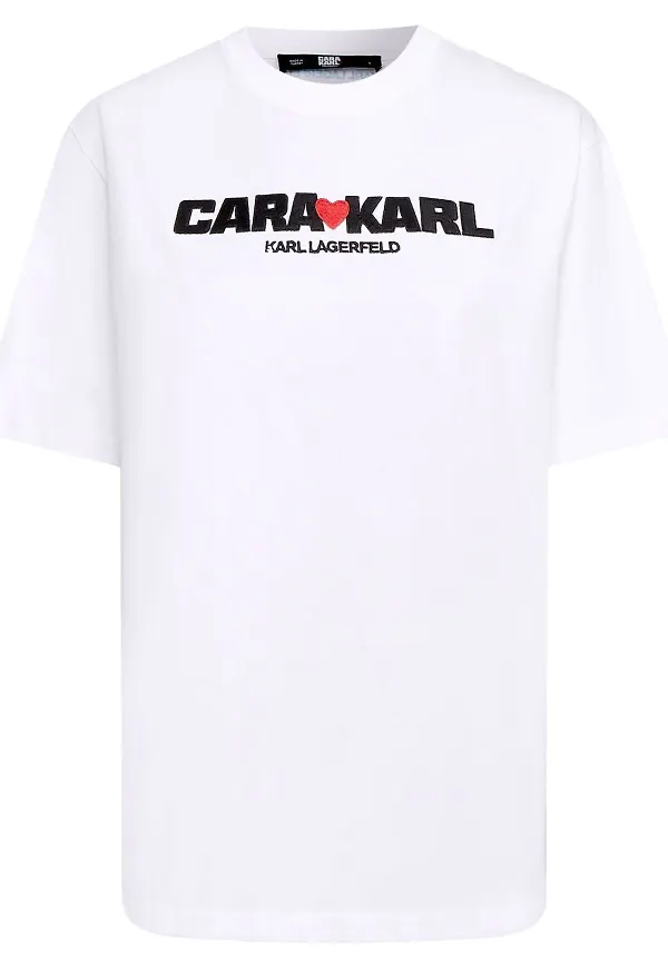 Karl Lagerfeld x Cara Delevingne t-shirt med logotyp - Vit