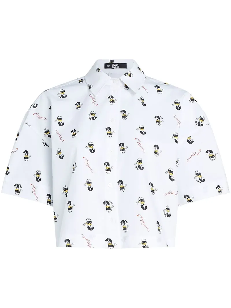 Karl Lagerfeld x Disney beskuren skjorta med tryck - Vit