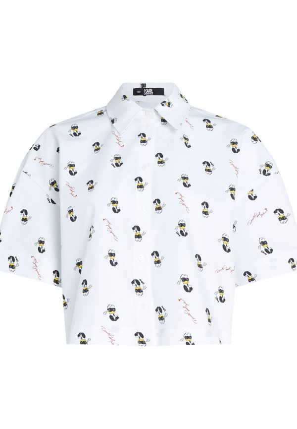 Karl Lagerfeld x Disney beskuren skjorta med tryck - Vit