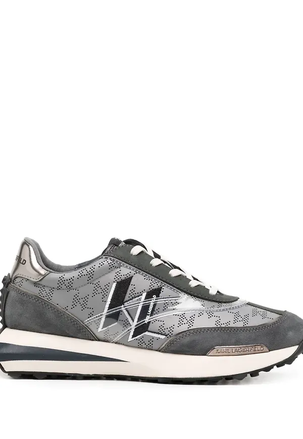 Karl Lagerfeld Zone låga lädersneakers - Grå