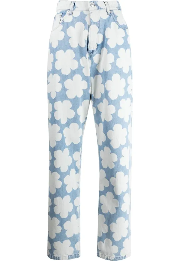 Kenzo Ayame blommiga jeans - Blå