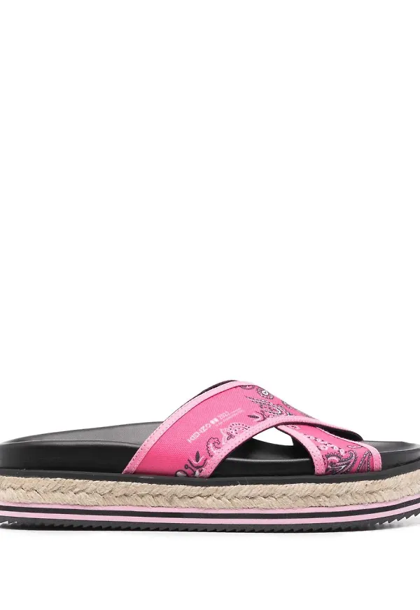 Kenzo bandanamönstrade platåsandaler - Rosa
