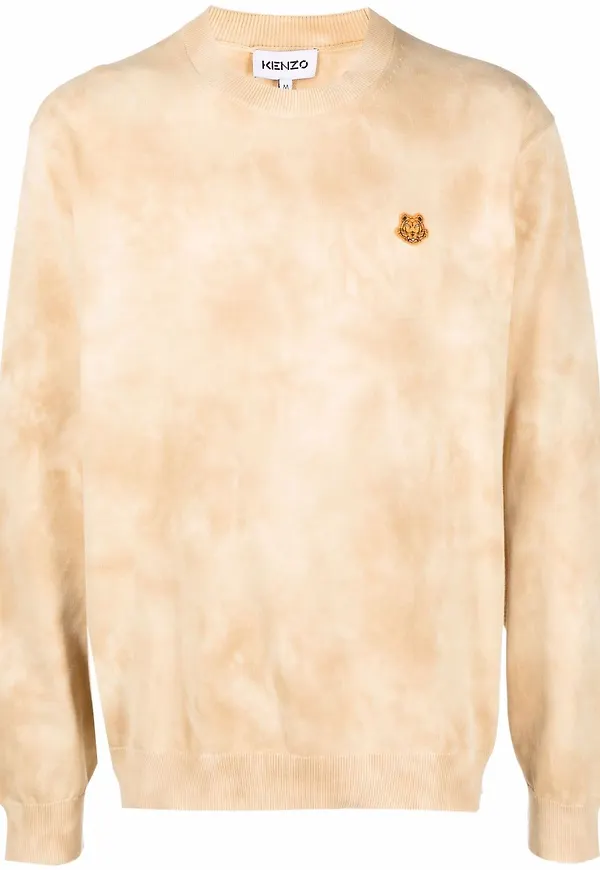 Kenzo batikmönstrad sweatshirt med tigermärke - Gul
