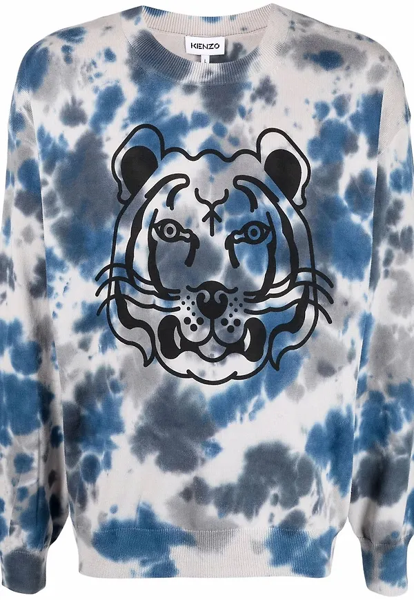 Kenzo batikmönstrad sweatshirt med tigertryck - Grå
