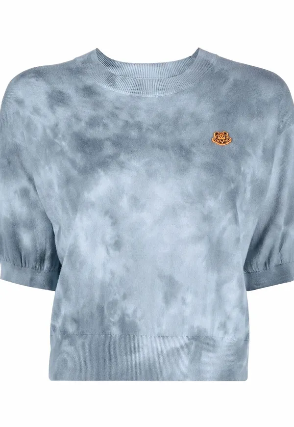 Kenzo batikmönstrad t-shirt med tigermärke - Blå