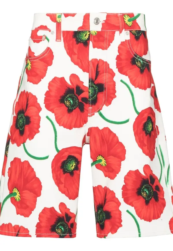 Kenzo bermudashorts med vallmotryck - Vit