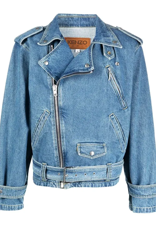 Kenzo bikerjacka i denim - Blå