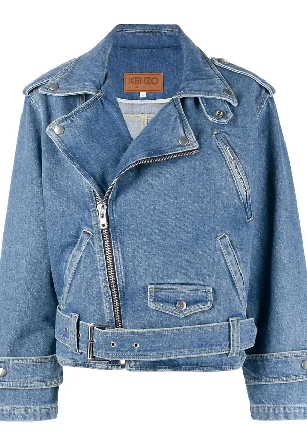 Kenzo bikerjacka i denim - Blå