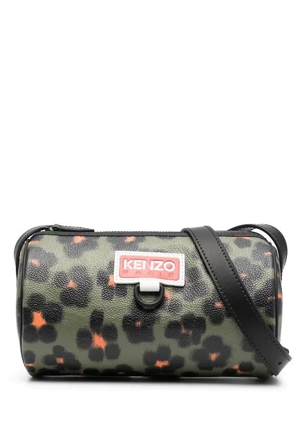 Kenzo blommig leopardmönstrad axelväska - Svart