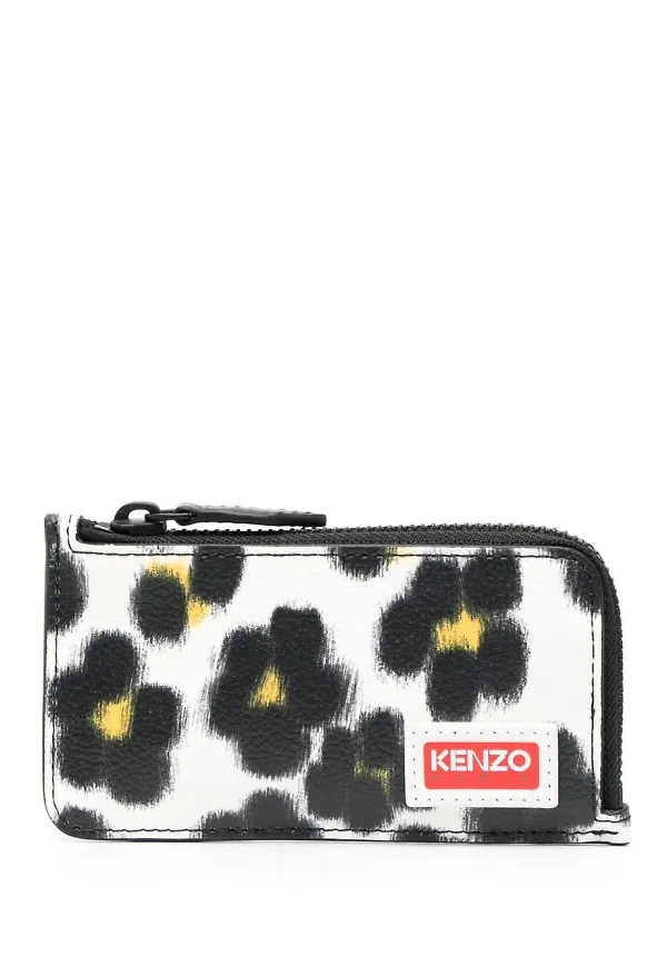 Kenzo blommig plånbok med dragkedja - Vit