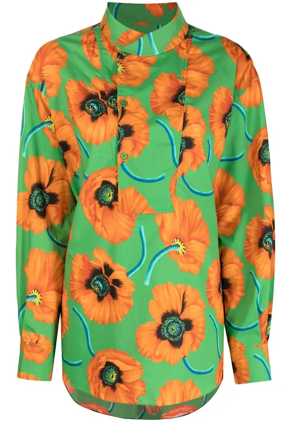 Kenzo blommig pullover-blus - Grön