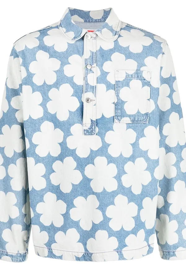 Kenzo blommig skjortjacka - Blå