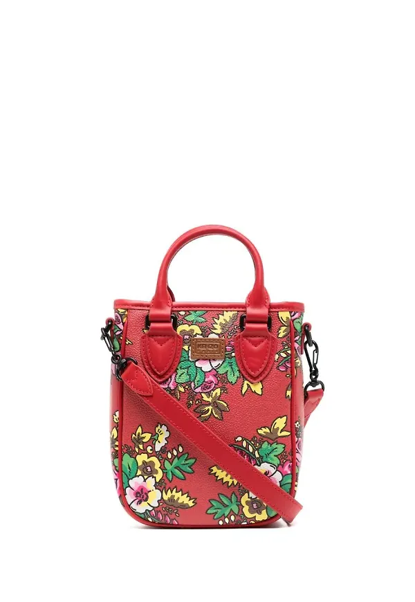 Kenzo blommig totebag med topphandtag - Röd