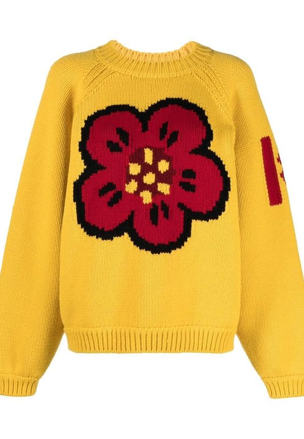 Kenzo blommig tröja med vid ärm - Gul