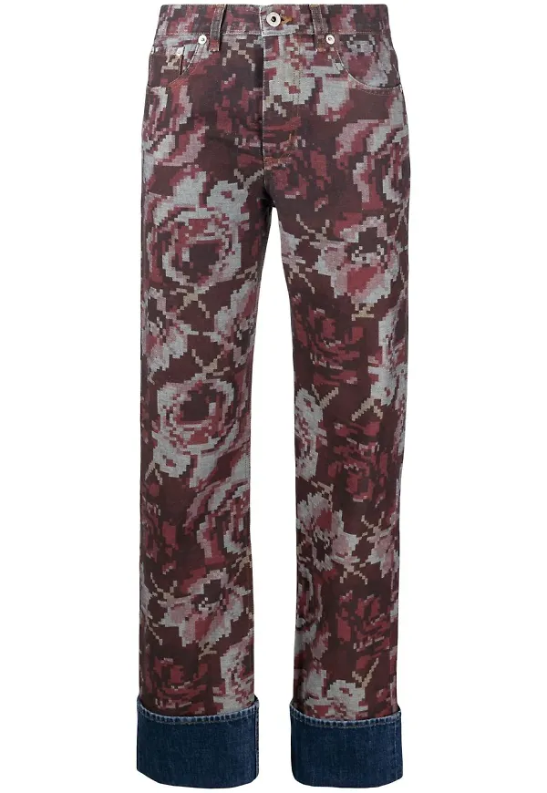 Kenzo blommiga straight-jeans - Röd