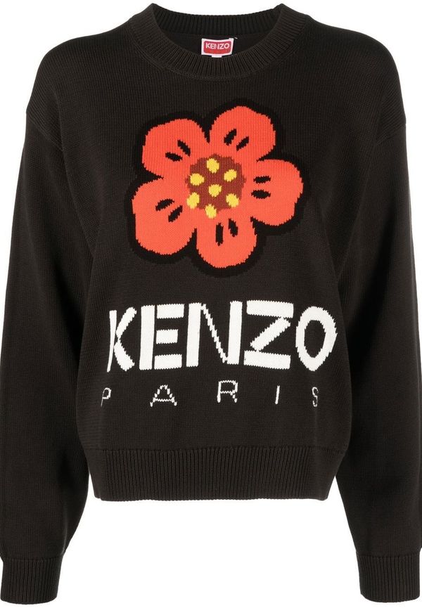 Kenzo Boke blommig intarsiastickad tröja - Svart
