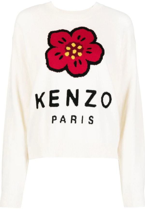 Kenzo Boke Flower tröja med rundad hals - Vit
