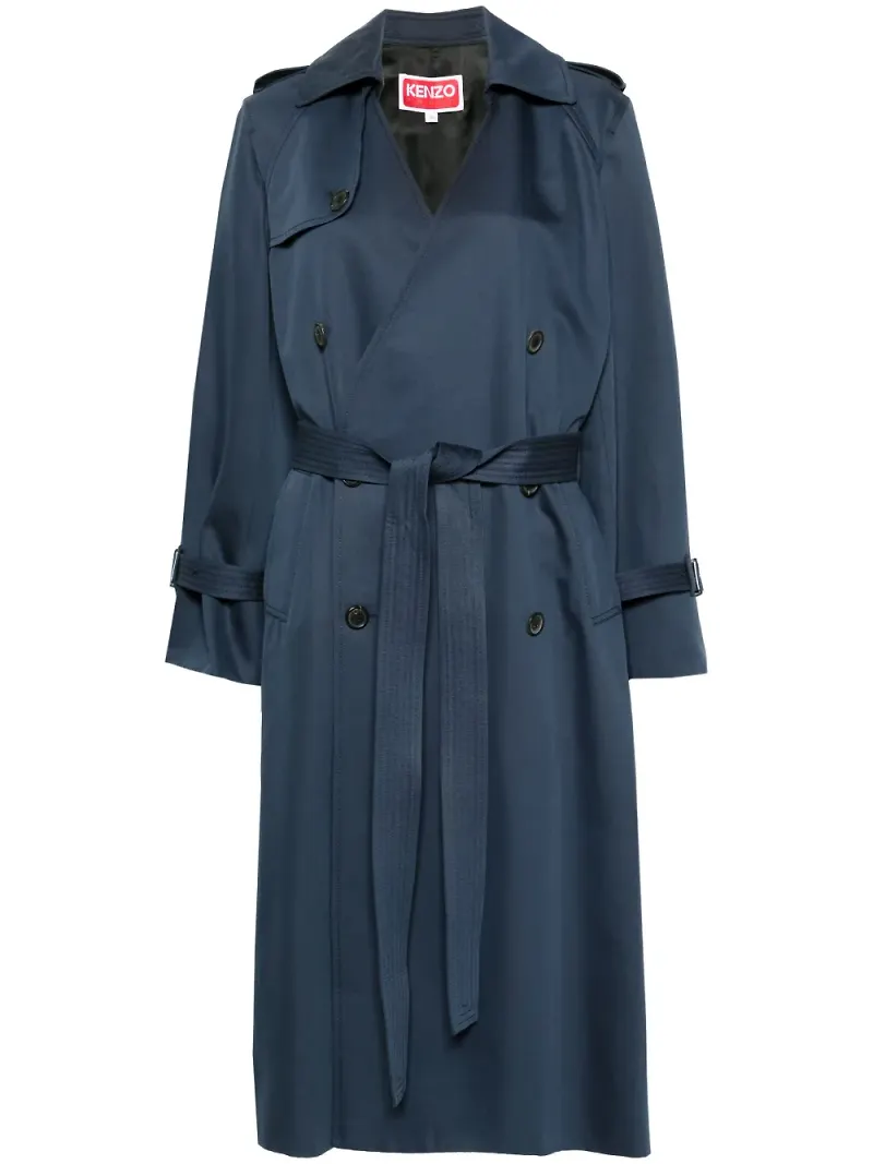 Kenzo dubbelknäppt trenchcoat med bälte - Blå