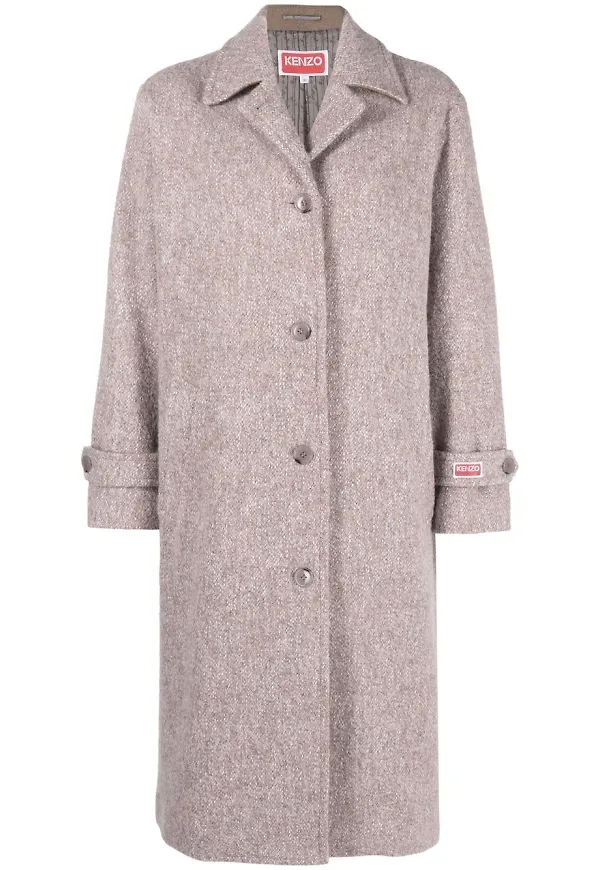 Kenzo enkelknäppt kappa med skårad krage - Rosa