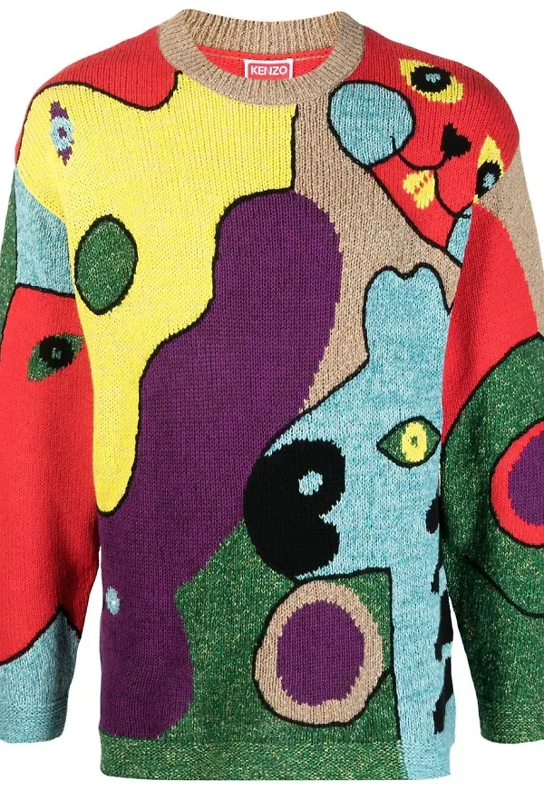 Kenzo flerfärgad stickad tröja - Röd