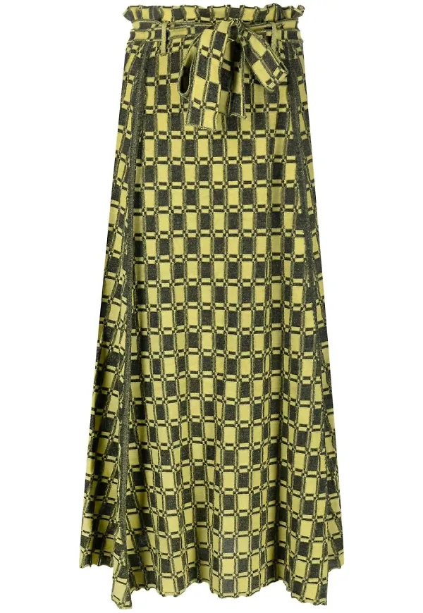 Kenzo ginghamrutig kjol i jacquard - Gul