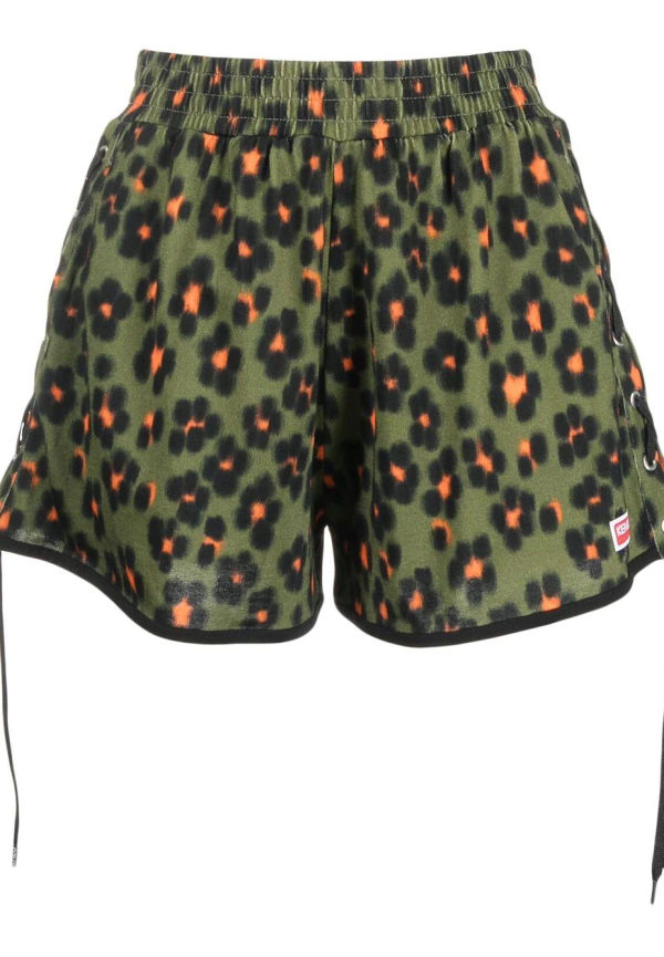 Kenzo Hana leopardmönstrade shorts - Grön