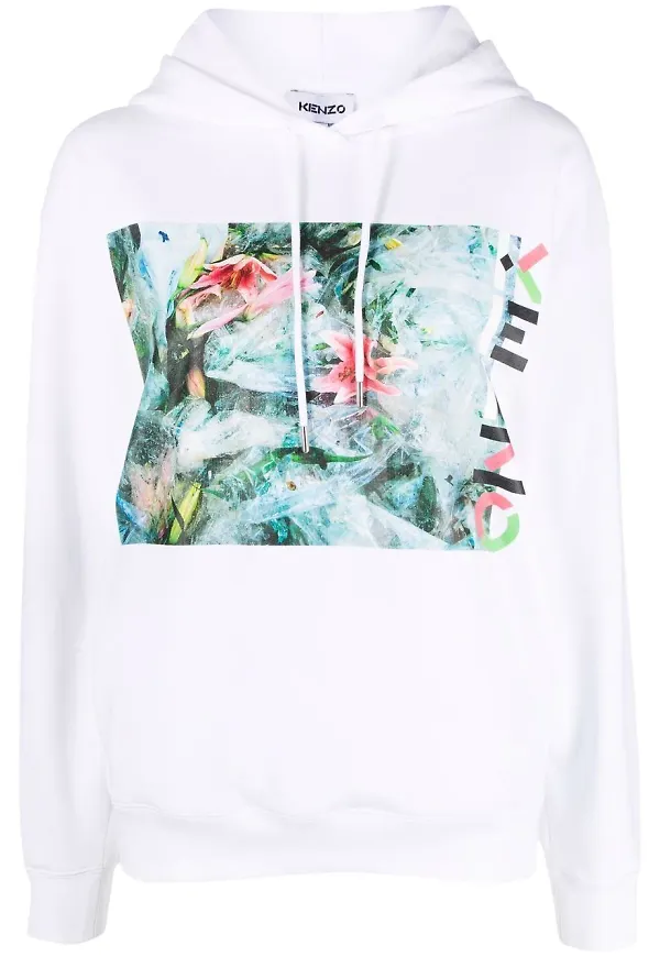 Kenzo hoodie med abstrakt mönster - Vit
