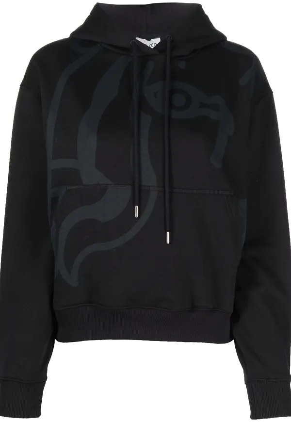 Kenzo hoodie med abstrakt tryck - Svart