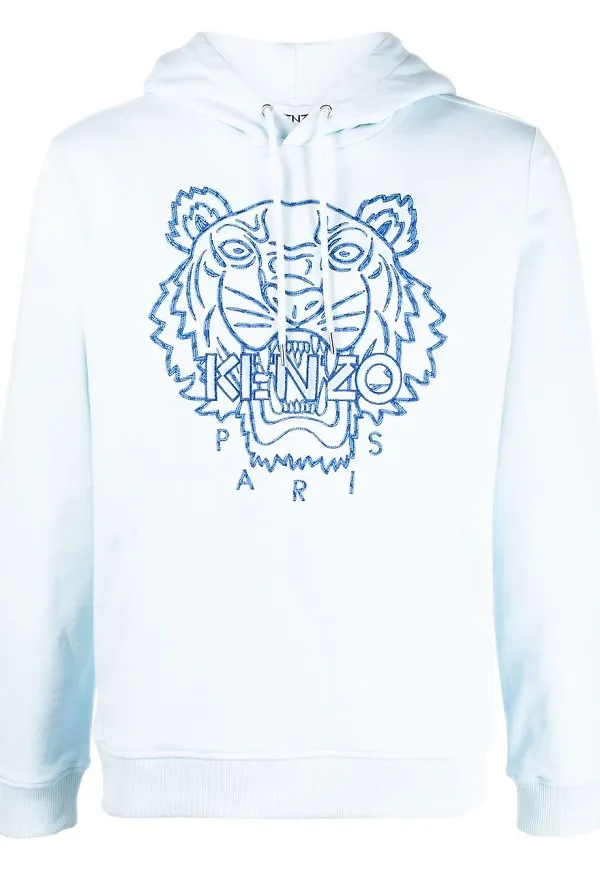 Kenzo hoodie med broderad tiger - Blå