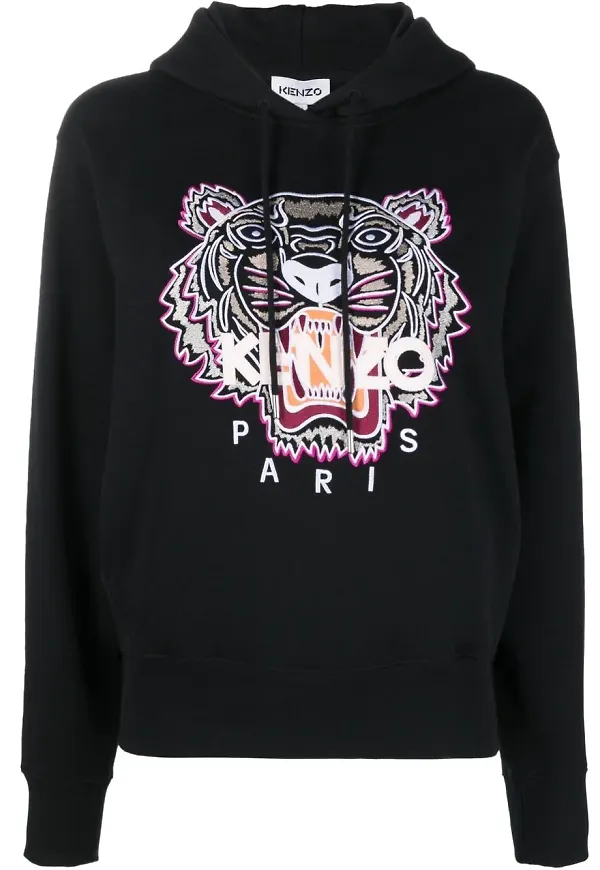 Kenzo hoodie med brodyr - Svart