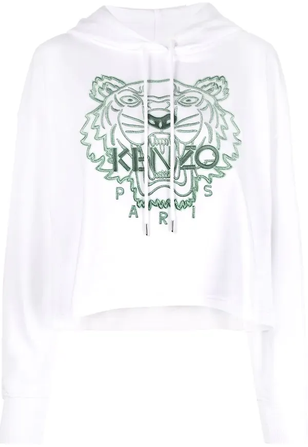 Kenzo hoodie med brodyr - Vit