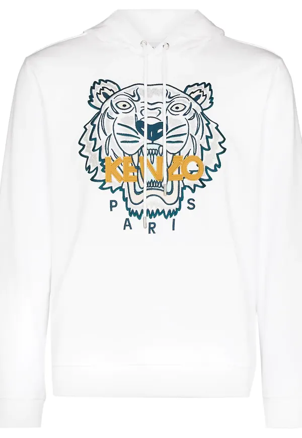 Kenzo hoodie med brodyr - Vit