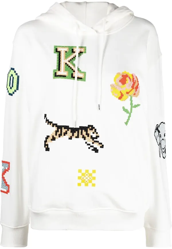 Kenzo hoodie med grafiskt tryck - Vit