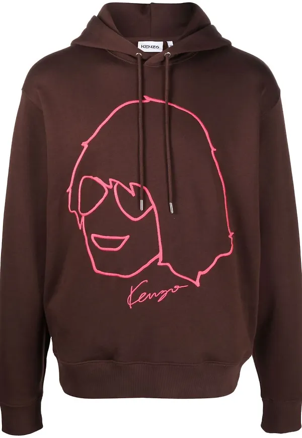 Kenzo hoodie med skissmotiv - Brun