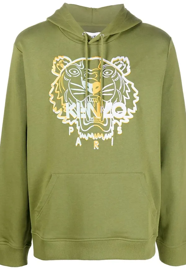 Kenzo hoodie med tigermotiv - Grön