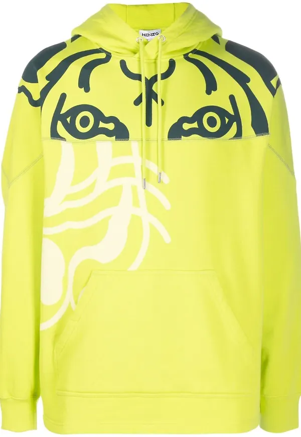 Kenzo hoodie med tigertryck - Grön