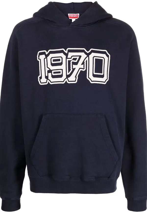Kenzo hoodie med tryck - Blå