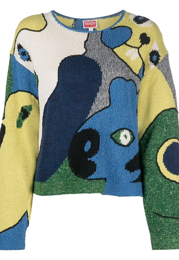 Kenzo intarsiastickad tröja - Grön