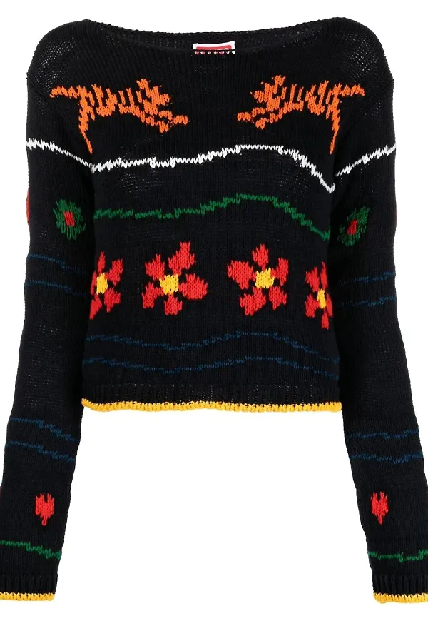 Kenzo intarsiastickad tröja - Svart